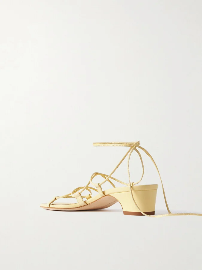 Manolo Blahnik - Dellasan 30 Leather Sandals - Yellow - Image 3