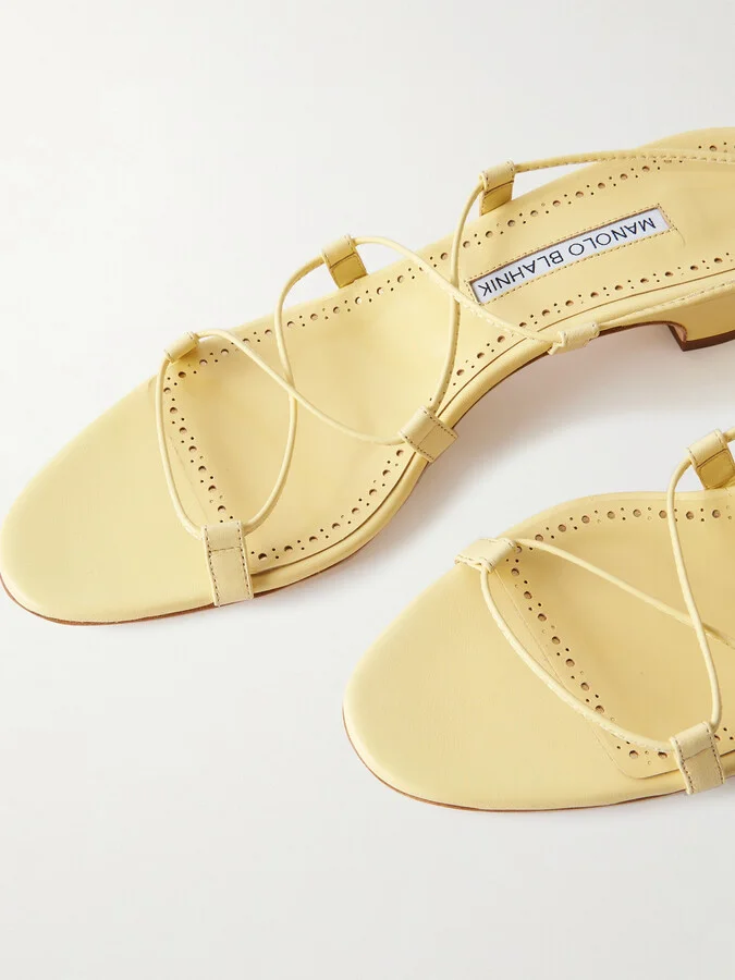 Manolo Blahnik - Dellasan 30 Leather Sandals - Yellow - Image 4
