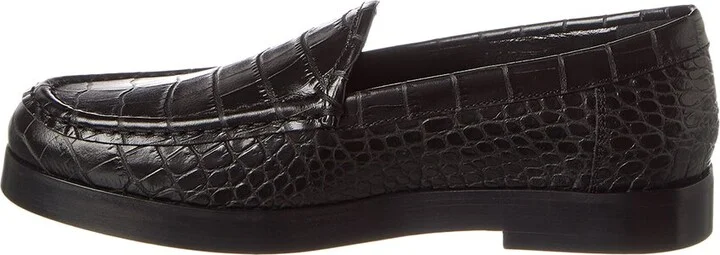 Manolo Blahnik Dinelio Croc-Embossed Leather Loafer - Image 2