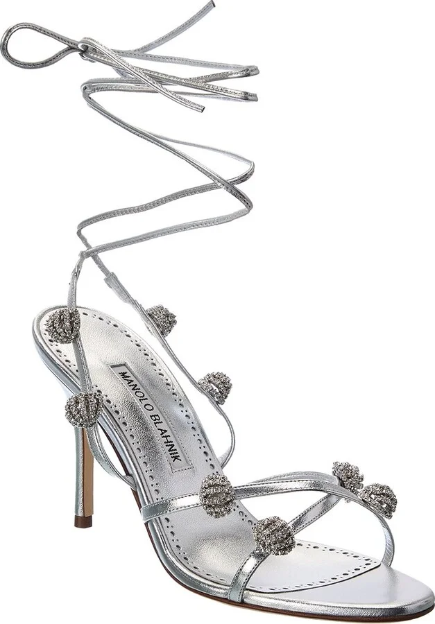 Manolo Blahnik Elsaka 90 Leather Sandal