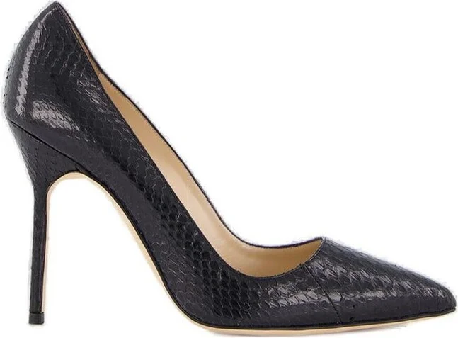 Manolo Blahnik Embossed Pointed Toe Pumps