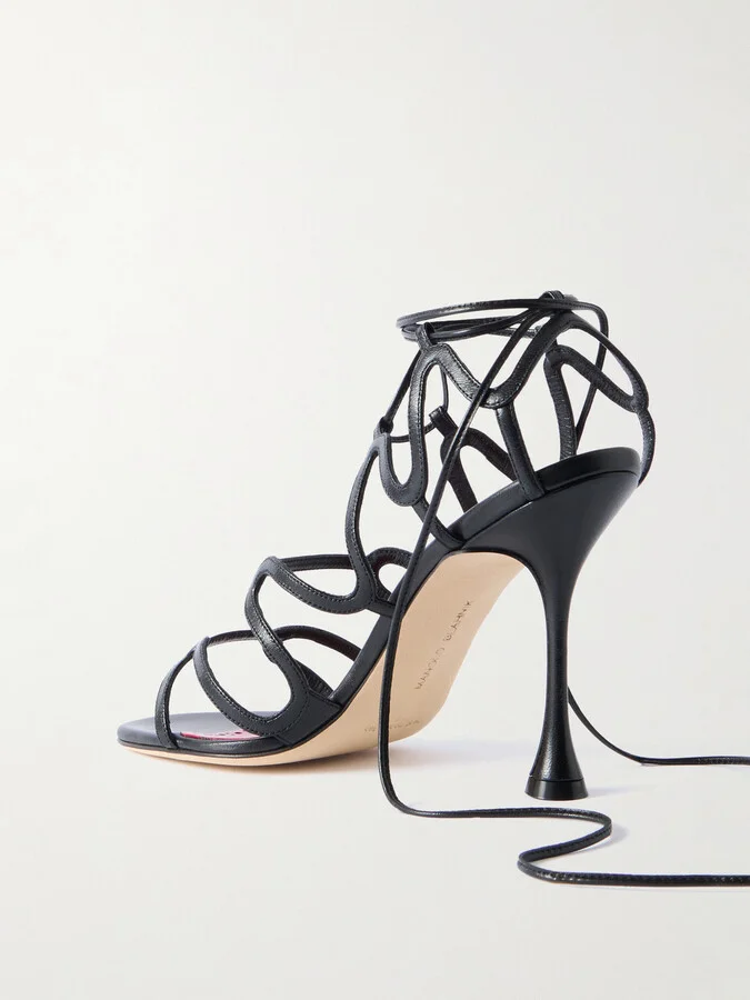 Manolo Blahnik - Fawda 105 Leather Sandals - Black - Image 3