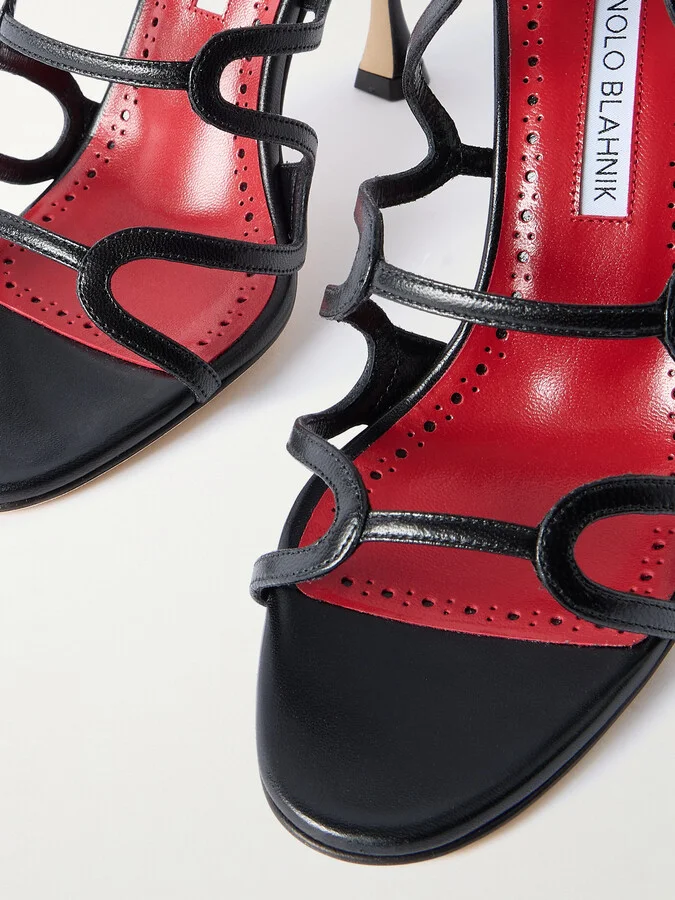 Manolo Blahnik - Fawda 105 Leather Sandals - Black - Image 4