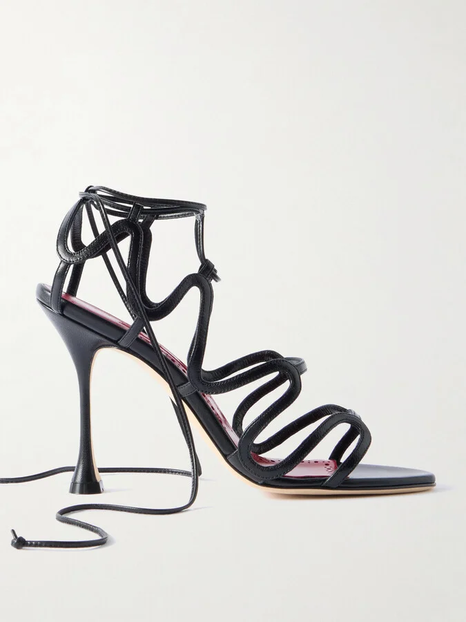 Manolo Blahnik - Fawda 105 Leather Sandals - Black