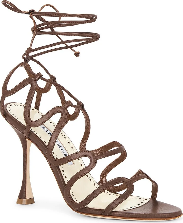 Manolo Blahnik Fawda 105 Sandal in Brown - Image 2