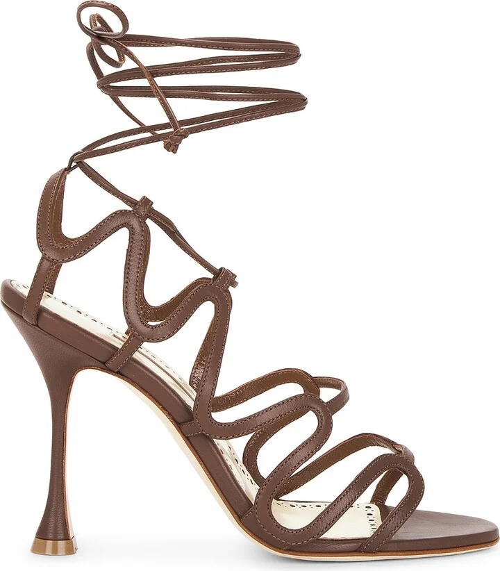 Manolo Blahnik Fawda 105 Sandal in Brown