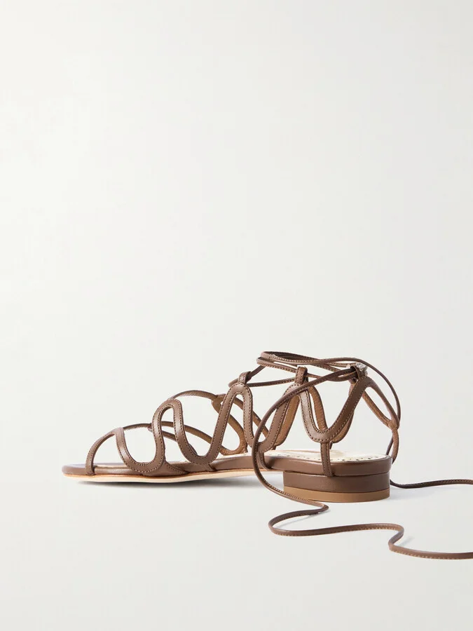 Manolo Blahnik - Fawdaflat Leather Sandals - Brown - Image 3