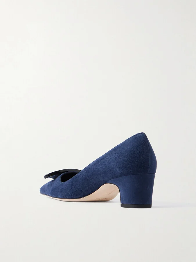 Manolo Blahnik - Fenix 50 Buckled Suede Pumps - Blue - Image 3