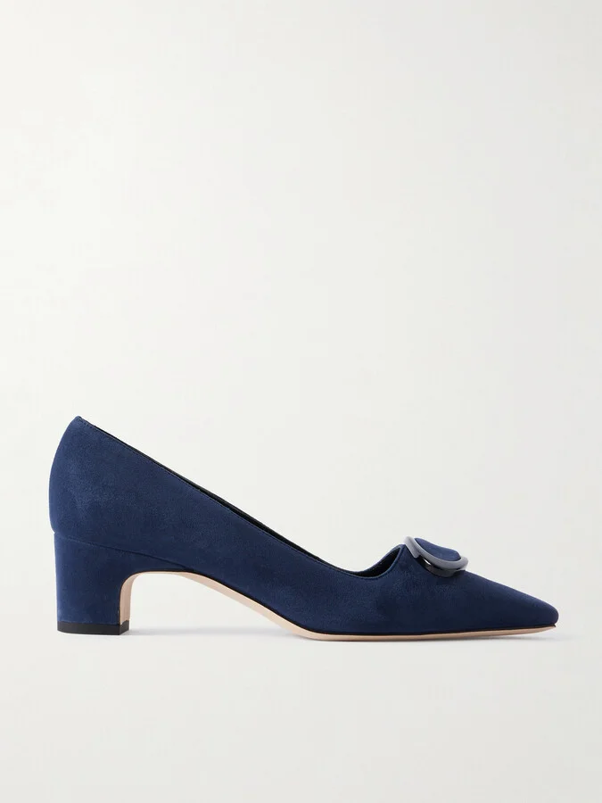 Manolo Blahnik - Fenix 50 Buckled Suede Pumps - Blue