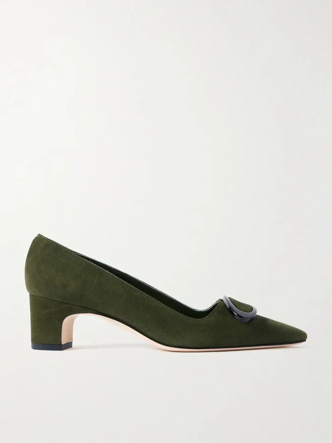 Manolo Blahnik - Fenix 50 Buckled Suede Pumps - Green