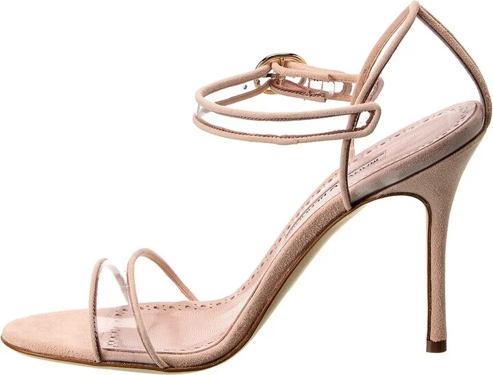 Manolo Blahnik Fersen 105 Suede & Vinyl Sandal - Image 2