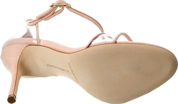 Manolo Blahnik Fersen 105 Suede & Vinyl Sandal - Image 4