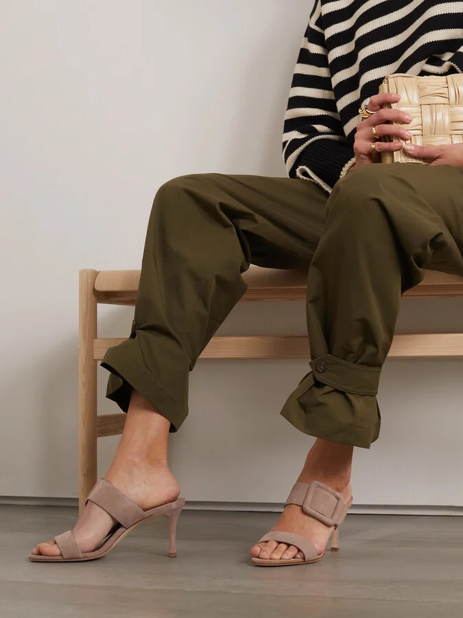 Manolo Blahnik - Gable 70 Buckled Suede Mules - Brown - Image 2