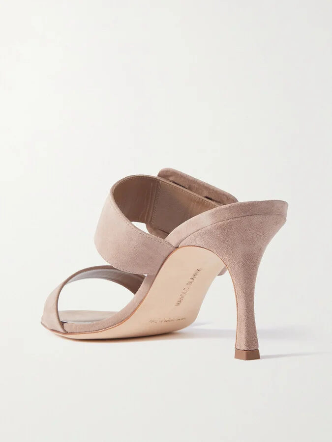 Manolo Blahnik - Gable 70 Buckled Suede Mules - Brown - Image 3