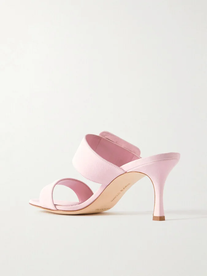 Manolo Blahnik - Gable 70 Buckled Suede Mules - Pink - Image 3