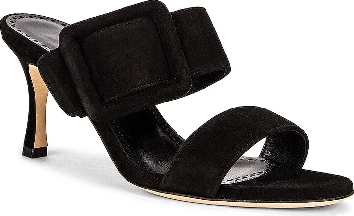 Manolo Blahnik Gable 70 Suede Mule in Black - Image 2