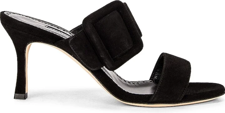 Manolo Blahnik Gable 70 Suede Mule in Black