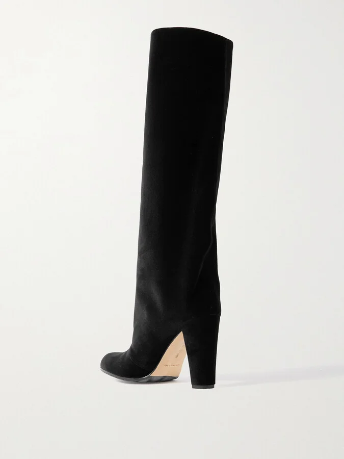 Manolo Blahnik - Garder 45 Velvet Knee Boots - Black - Image 3