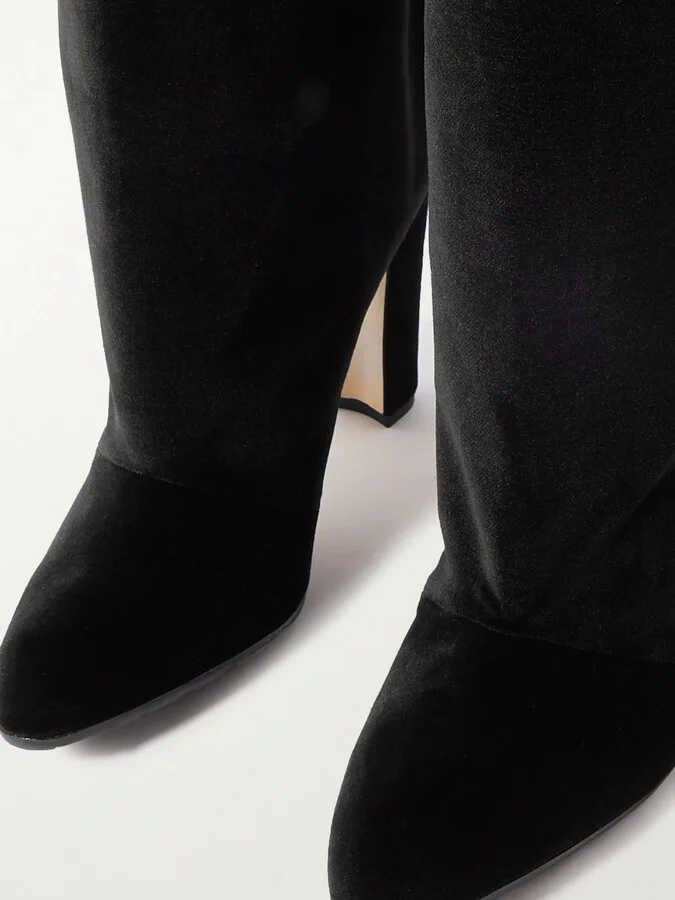 Manolo Blahnik - Garder 45 Velvet Knee Boots - Black - Image 4
