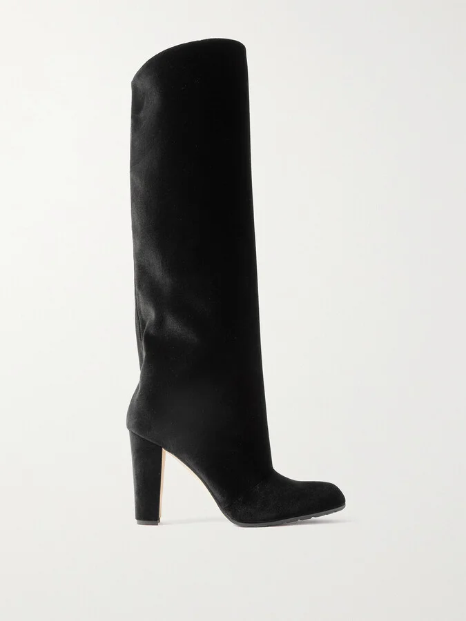 Manolo Blahnik - Garder 45 Velvet Knee Boots - Black