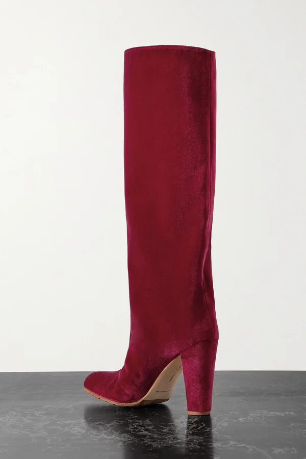 Manolo Blahnik - Garder 45 Velvet Knee Boots - Burgundy - Image 3