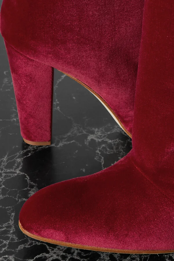 Manolo Blahnik - Garder 45 Velvet Knee Boots - Burgundy - Image 4