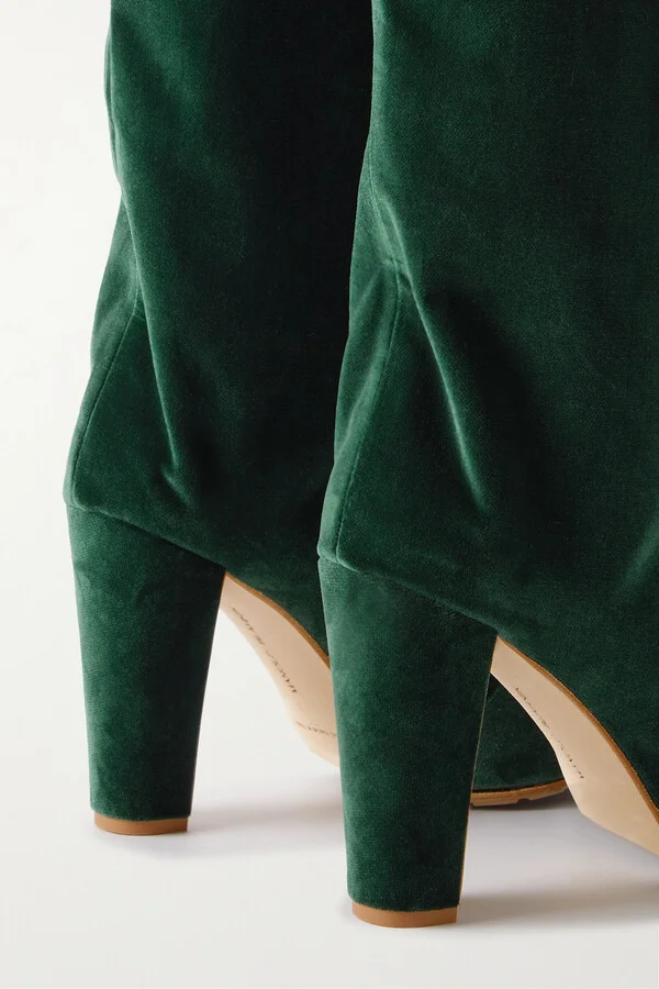 Manolo Blahnik - Garder 45 Velvet Knee Boots - Green - Image 4
