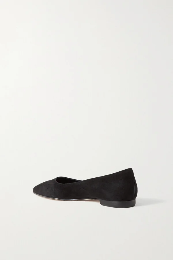 Manolo Blahnik - Gelista Suede Ballet Flats - Black - Image 3