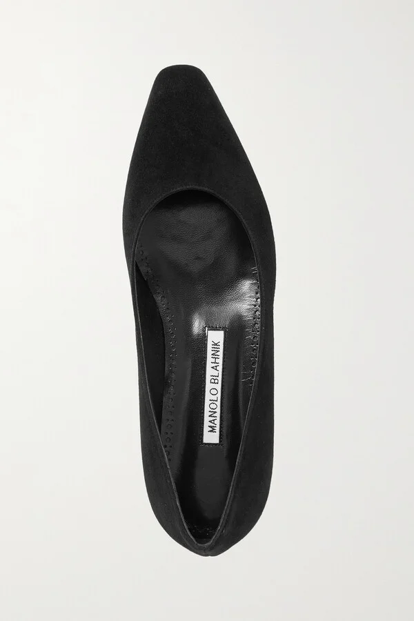 Manolo Blahnik - Gelista Suede Ballet Flats - Black - Image 5