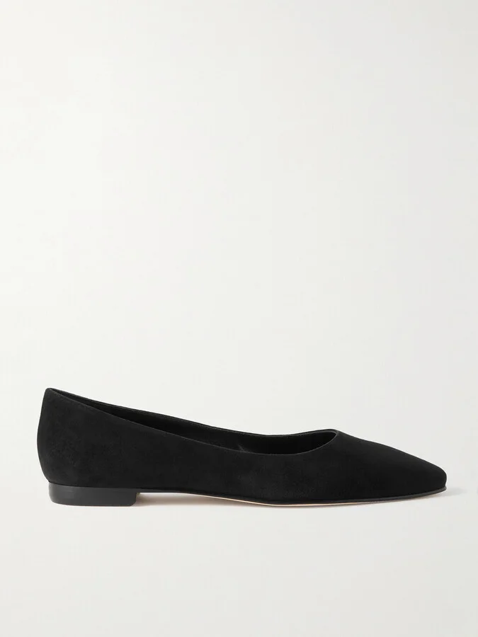 Manolo Blahnik - Gelista Suede Ballet Flats - Black
