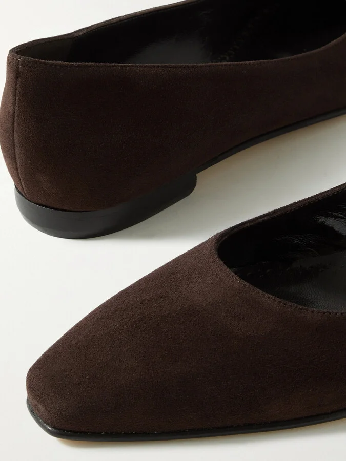 Manolo Blahnik - Gelista Suede Ballet Flats - Brown - Image 4