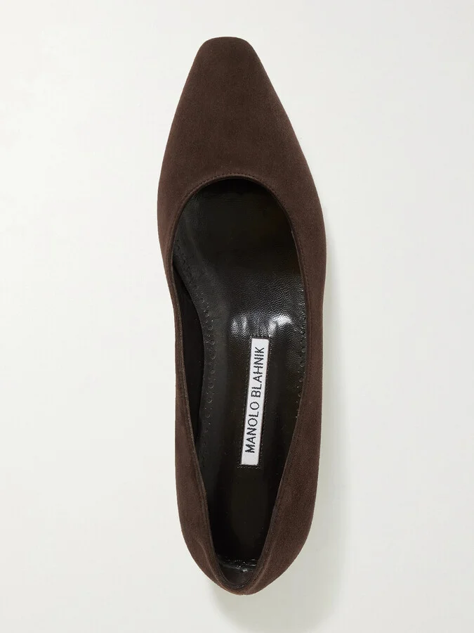 Manolo Blahnik - Gelista Suede Ballet Flats - Brown - Image 5