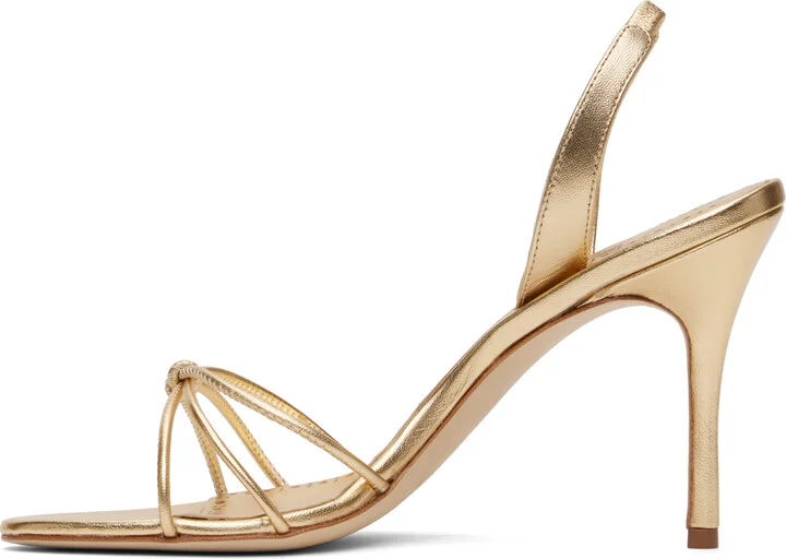 Manolo Blahnik Gold Sareta Heeled Sandals - Image 3