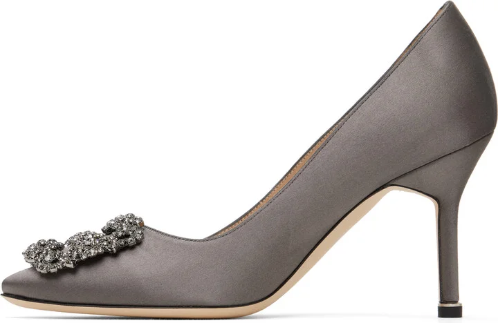 Manolo Blahnik Gray Hangisi 90 Heels - Image 3
