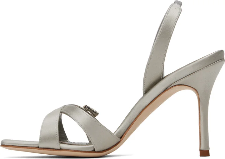 Manolo Blahnik Gray Ramisli Heeled Sandals - Image 3