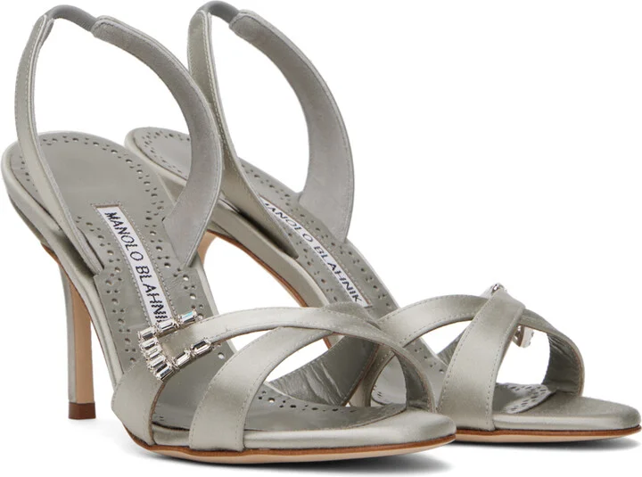 Manolo Blahnik Gray Ramisli Heeled Sandals - Image 4