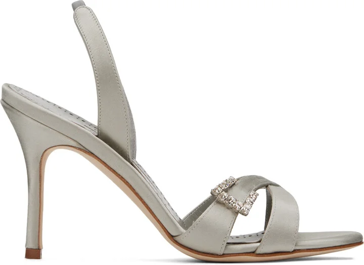 Manolo Blahnik Gray Ramisli Heeled Sandals