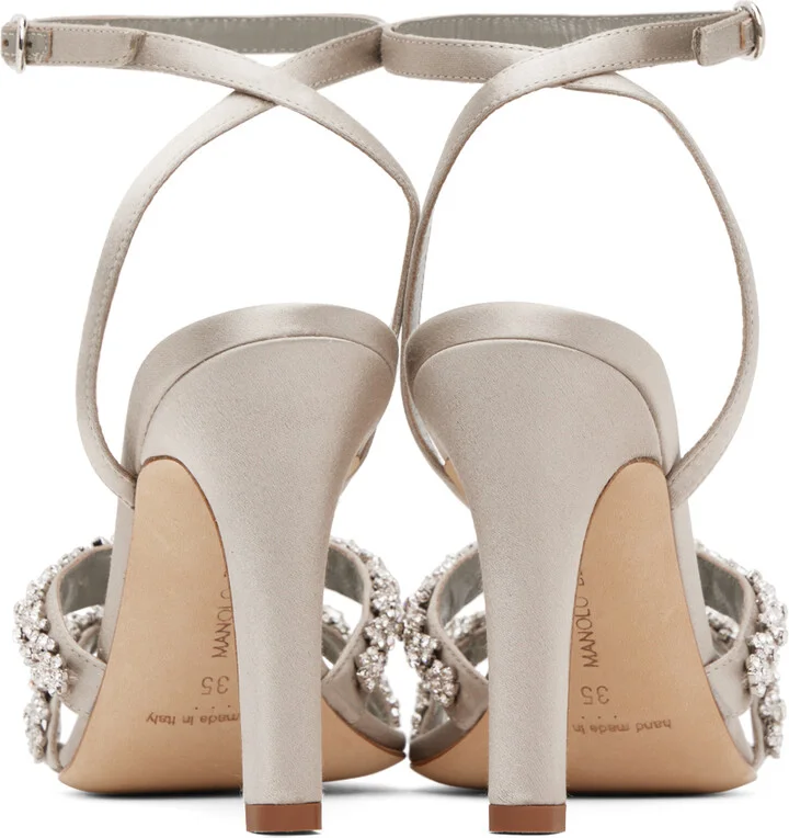 Manolo Blahnik Gray Vedada Heeled Sandals - Image 2