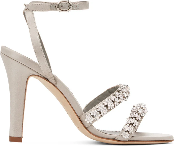 Manolo Blahnik Gray Vedada Heeled Sandals