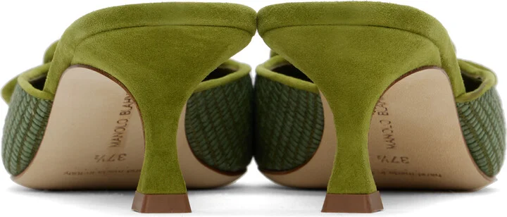 Manolo Blahnik Green Maysalebi Mules - Image 2