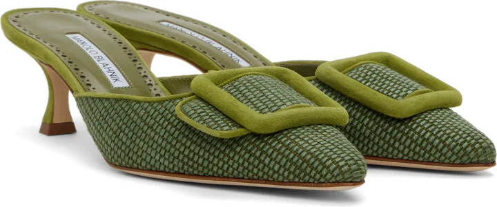 Manolo Blahnik Green Maysalebi Mules - Image 4