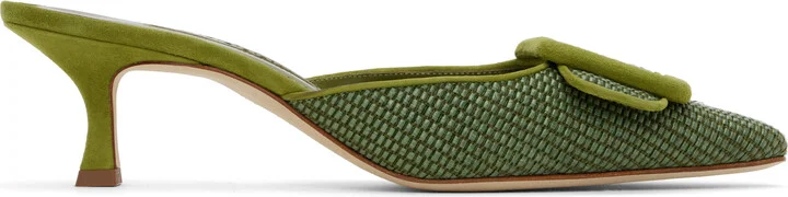 Manolo Blahnik Green Maysalebi Mules