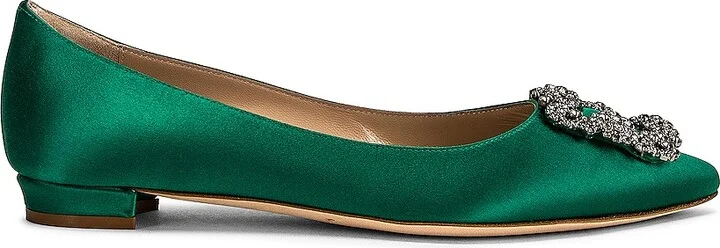 Manolo Blahnik Hangisi 10 Flat in Green