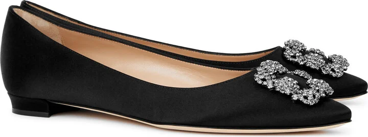 Manolo Blahnik Hangisi 10 Silk-satin Flats - Image 2