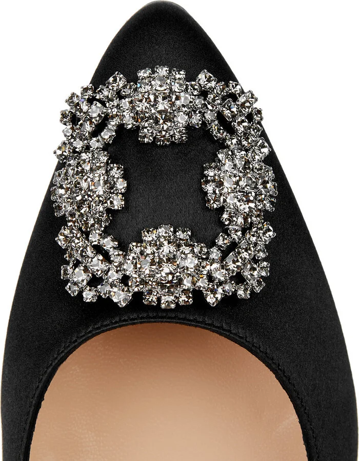 Manolo Blahnik Hangisi 10 Silk-satin Flats - Image 4