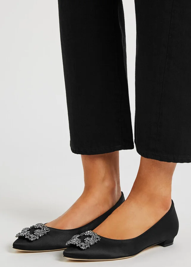 Manolo Blahnik Hangisi 10 Silk-satin Flats - Image 5