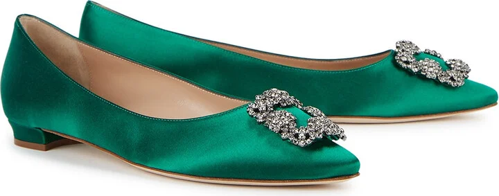 Manolo Blahnik Hangisi 10 Silk-satin Flats - Image 2