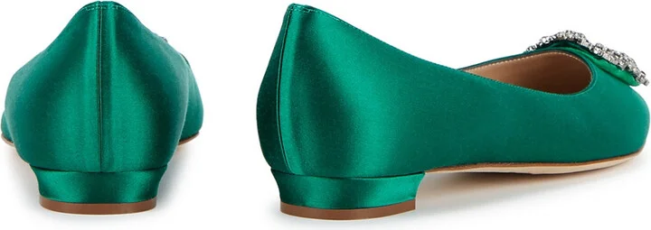 Manolo Blahnik Hangisi 10 Silk-satin Flats - Image 3