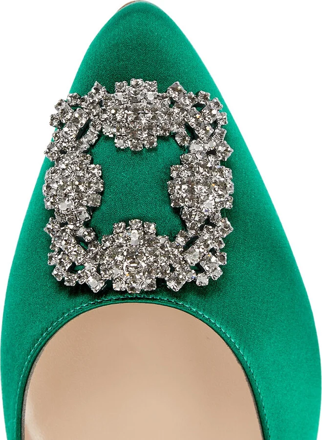 Manolo Blahnik Hangisi 10 Silk-satin Flats - Image 4