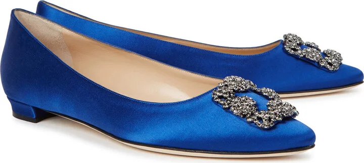Manolo Blahnik Hangisi 10 Silk-satin Flats - Image 6